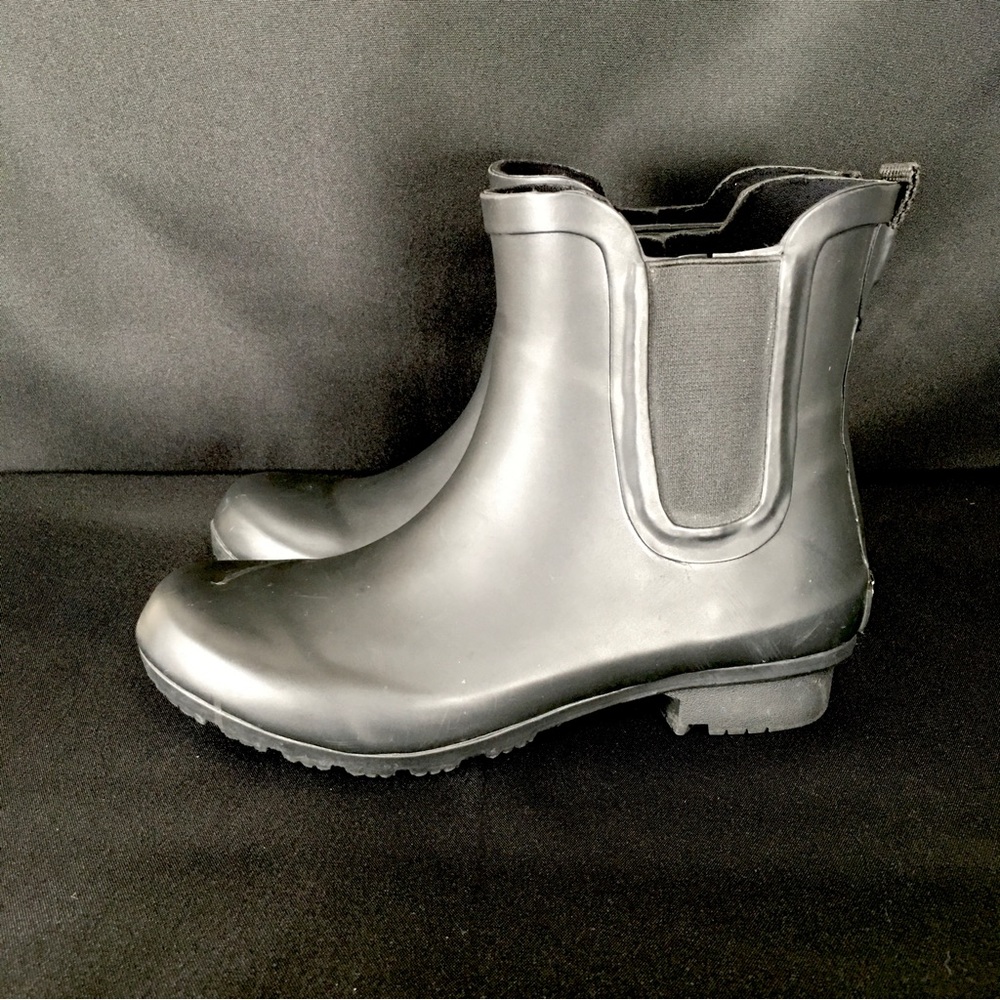 Roma Chelsea Black Rain Boots Women Sz 6